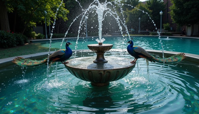 Free Peacocks adorning fountain Image - Fountain, Garden, Water ...