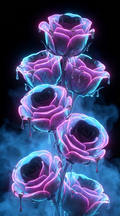 Free Neon Rose Garden Image - Cyberpunk, Roses, Holographic | Download ...