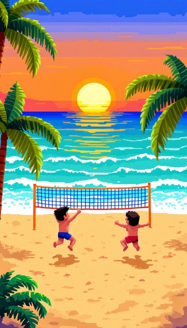 Free Retro Pixel Beach Image - Pixel, Retro, Beach | Download at StockCake