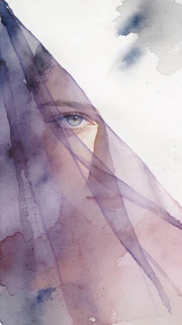 Free Veiled Contemplative Gaze Image - Watercolor, Illustration, Eye ...