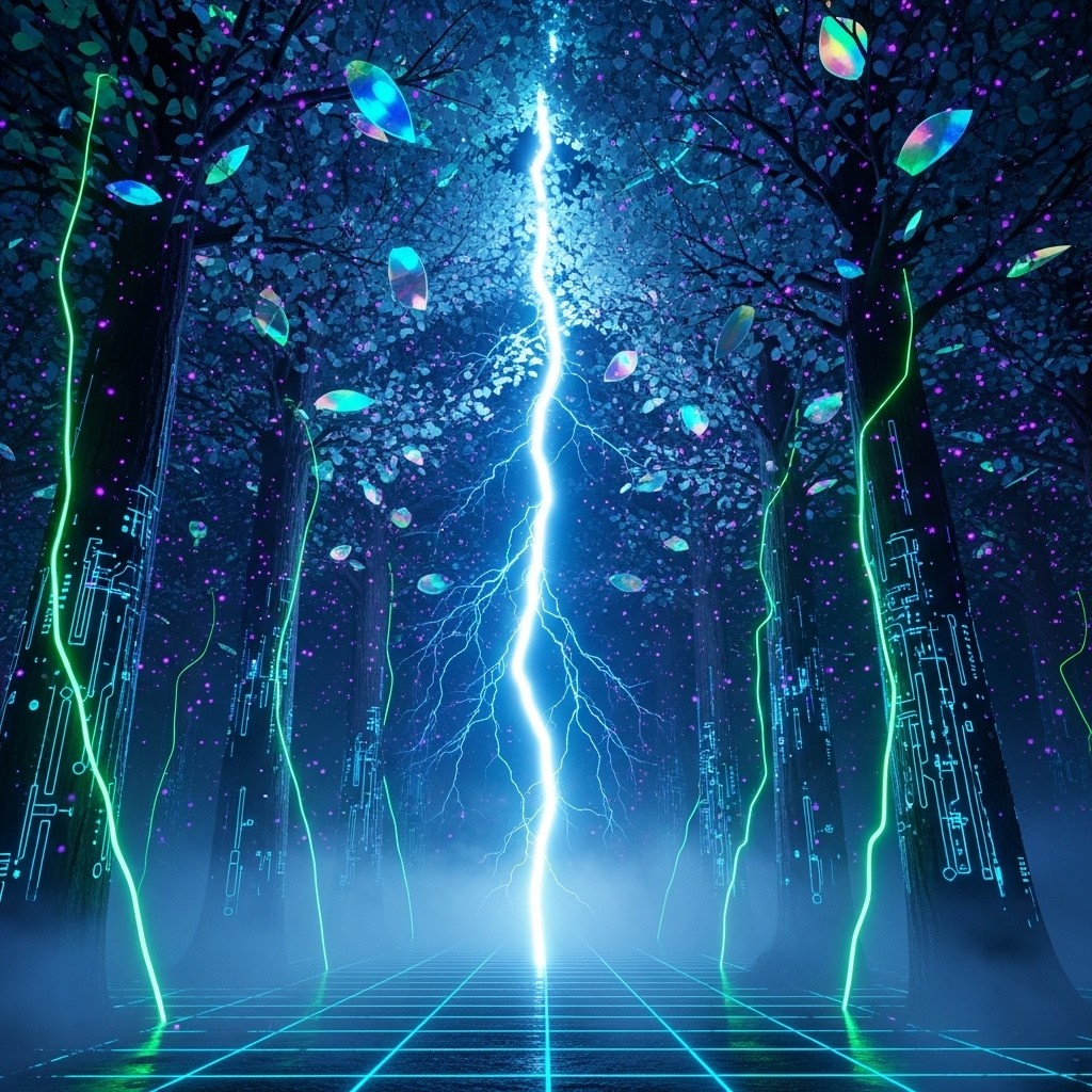 Free Electrified Neon Forest Photo - Cyberpunk, Lightning, Neon ...