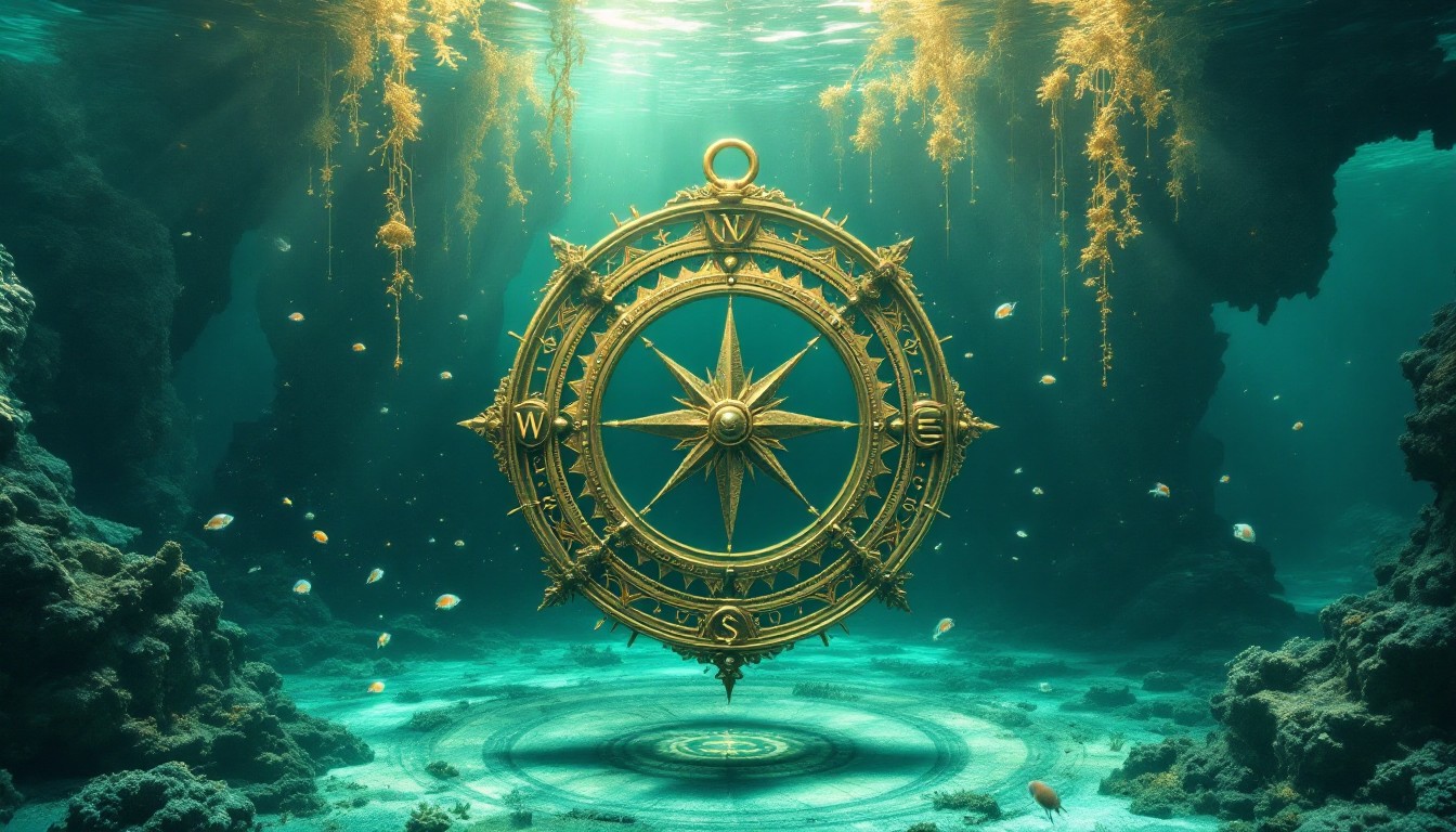 Free Underwater Golden Compass Image - Underwater, Compass, Golden ...