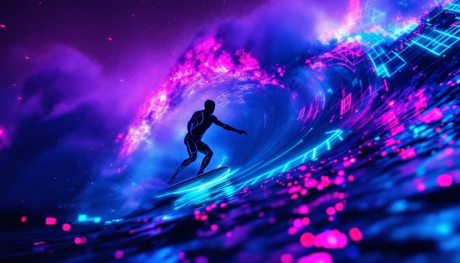 Neon Wave Riding Free Neon Wave Rider Image - Surfer, Cyberpunk, Neon | Download at ...