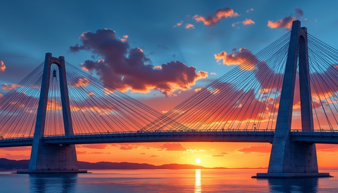 Free Sunset Bridge View Image - Bridge, Sunset, Aerial | Download at ...