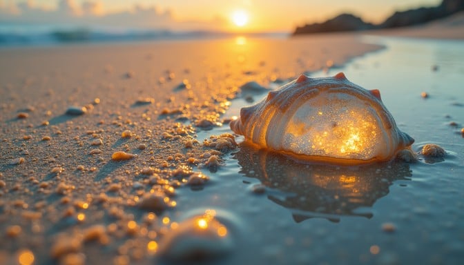 Free Sunset Shell Glow Image - Seashell, Sunset, Beach | Download at ...