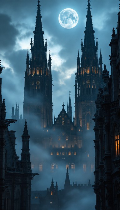 Free Moonlit Gothic Cathedral Image - Gothic, Cathedral, Spires ...