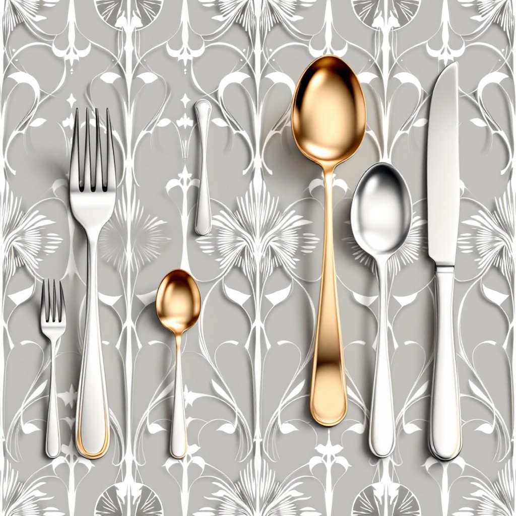 Silverware Pine Tree Pattern Free Elegant Silverware Pattern Image - Flatware, Silverware, Utensils ...
