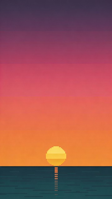 Free Pixel Sunset Serenity Image - Sunset, Ocean, Pixel | Download at ...