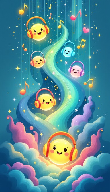 Music Note Dance Free Musical Notes Dance Image - Music, Whimsical, Kawaii | Download at ...