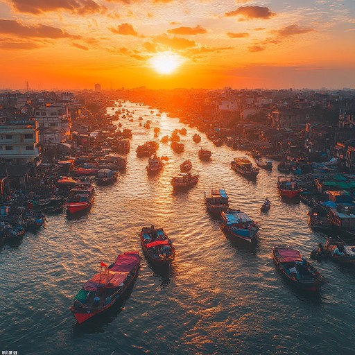 Free Sunset over river Image - Sunset, River, Boats | Download at StockCake