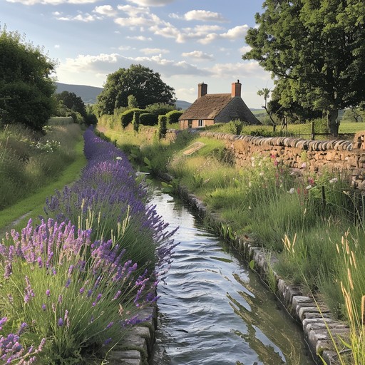 Free Lavender-lined Country Stream Image - Stream, Lavender, Cottage ...