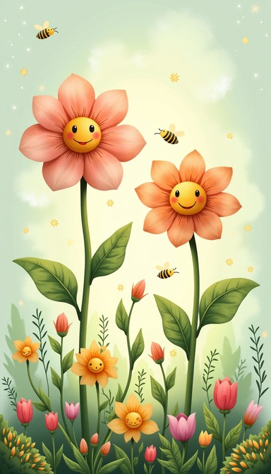 smiling-flower-friends-