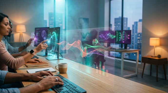 Free Futuristic Data Visualization Image - Businesswoman, Futuristic ...