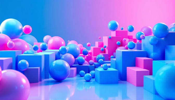 Floating Blocks Gradient Free Geometric Gradient Dreamscape Image - Spheres, Cubes, Geometry ...