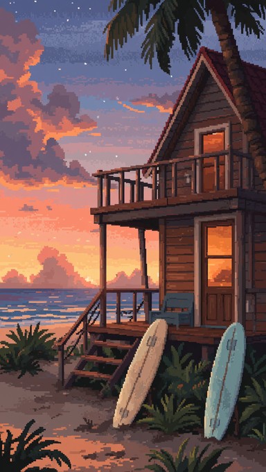 Free Sunset Beach Paradise Image - Pixel, Art, Beach | Download at ...