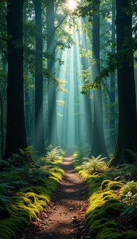 Free Enchanted Forest Path Image - Forest, Path, Sunbeams | Download at ...