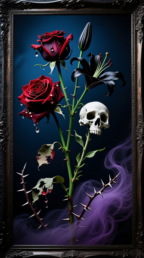 Gothic Standard Roses Free Blooms and Bones Image - Gothic, Roses, Lilies | Download at StockCake