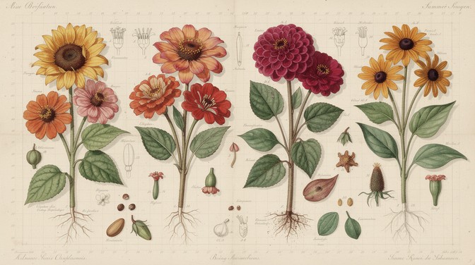 Sampling Flower Free Summer Botanical Specimens Image - Botanical, Watercolor ...