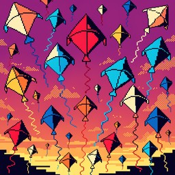 Free Pixelated Kites Soaring Image - Kites, Pixel, Retro | Download at ...