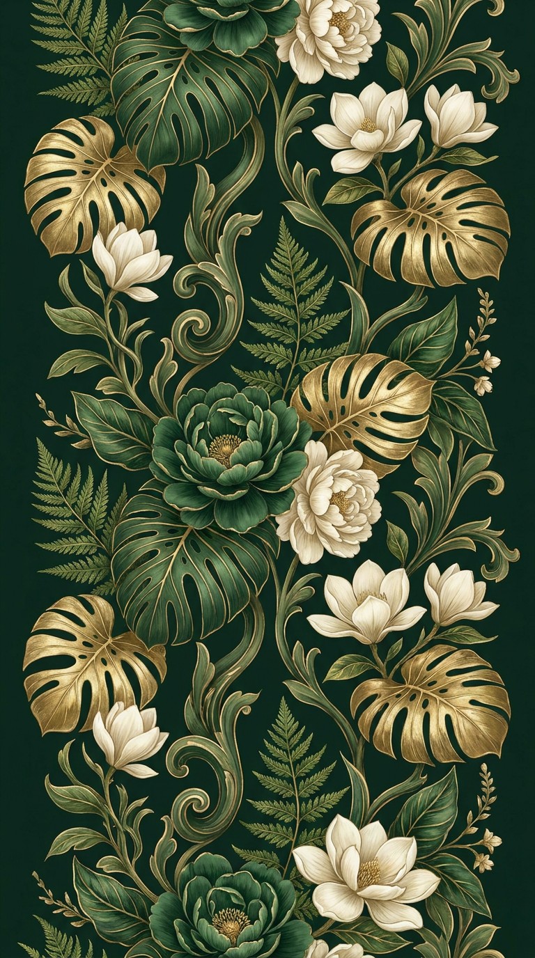 Download Emerald Gold Botanicals Image - Botanical, Floral, Pattern ...