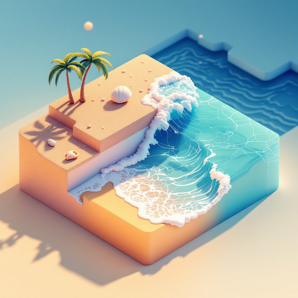 Free Geometric Beach Paradise Image - Beach, Ocean, Waves | Download at ...