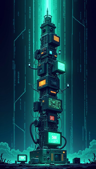 Free Digital Evolution Monolith Image - Cyberpunk, Tower, Pixel ...