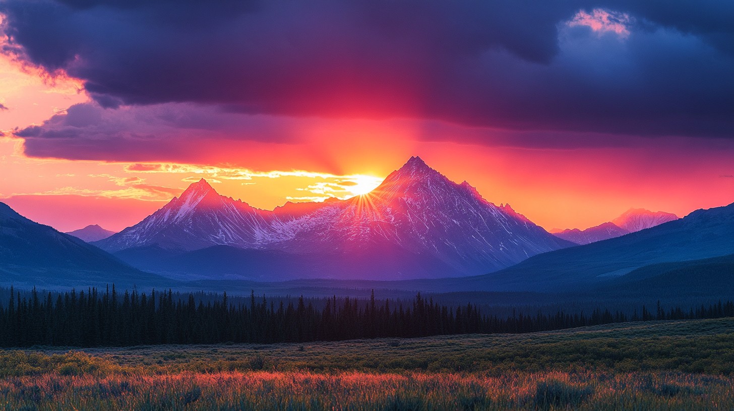 Free Fiery Mountain Sunset Image - Sunset, Mountains, Landscape ...