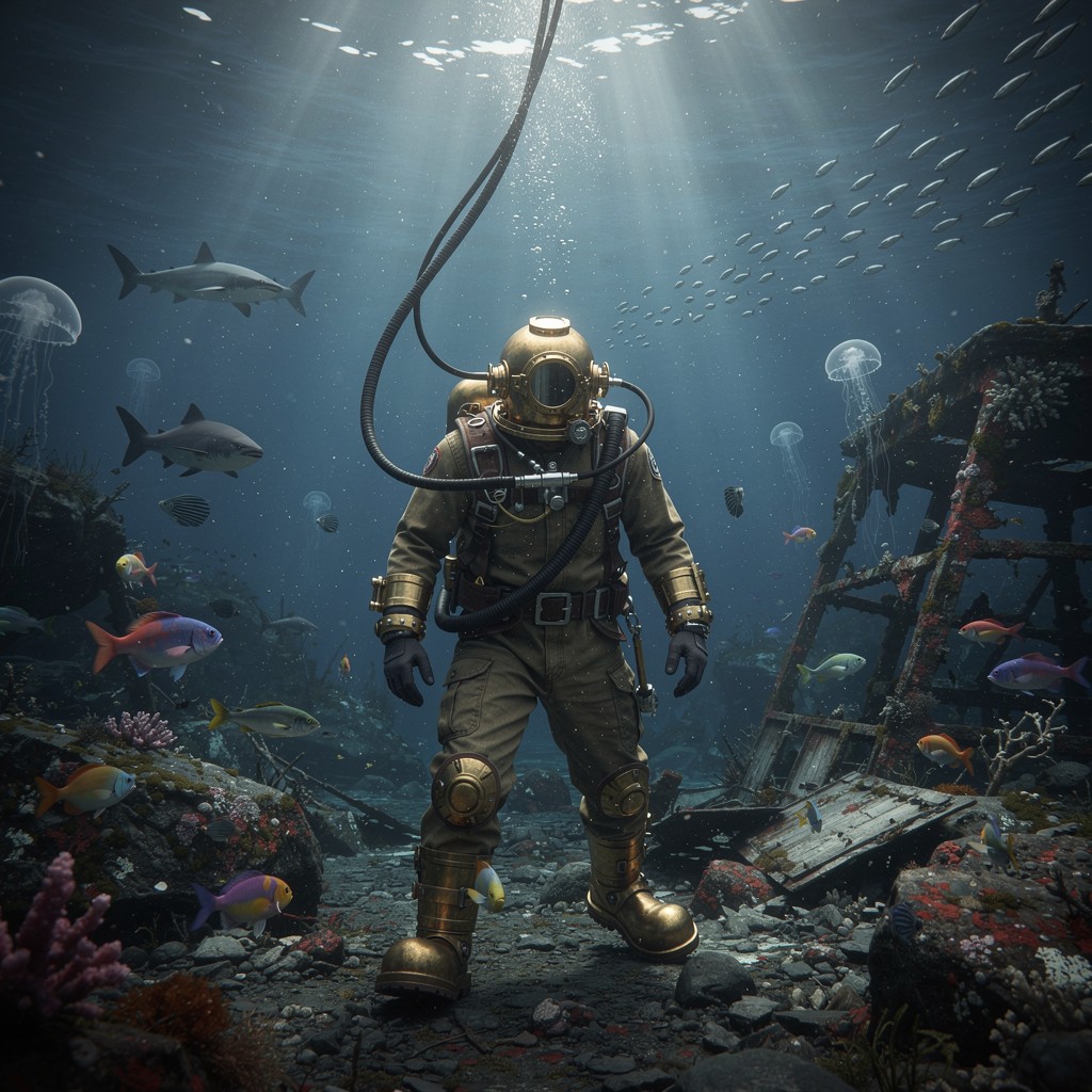 Free Deep Sea Explorer Image - Diver, Underwater, Brass | Download at ...