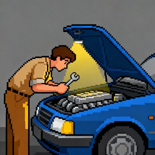 Engine Room Pixel Free Mechanic Inspects Engine Image - Mechanic, Pixel, Retro | Download ...
