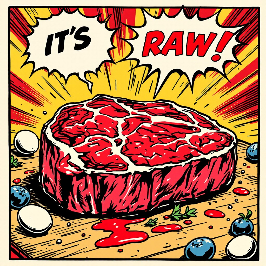 Free Raw Steak Drama Image - Steak, Popart, Comic | Download at StockCake