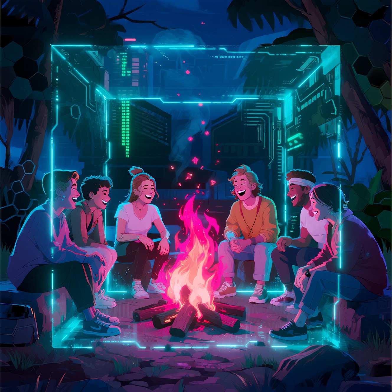 Free Digital Campfire Connection Image - Cyberpunk, Holographic ...