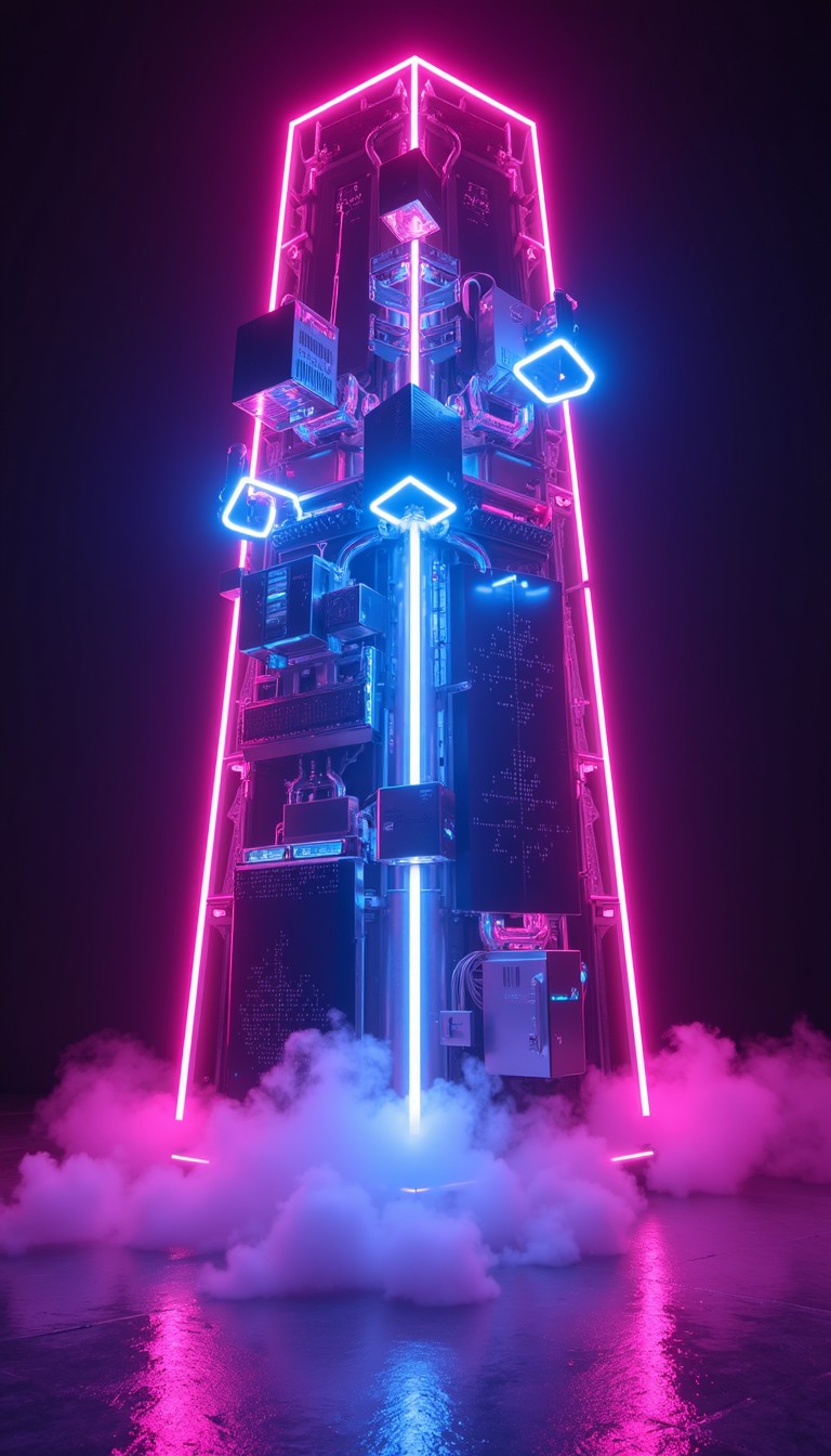 Free Neon Tower Rising Image - Cyberpunk, Neon, Futuristic | Download ...