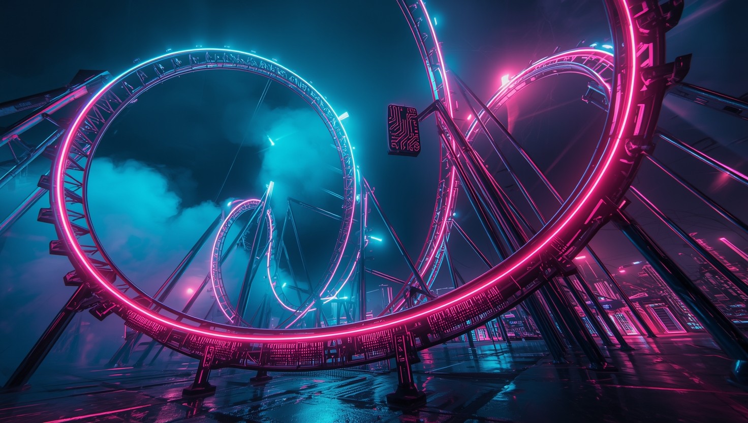 Free Neon Roller Paradise Photo - Cyberpunk, Neon, Rollercoaster ...
