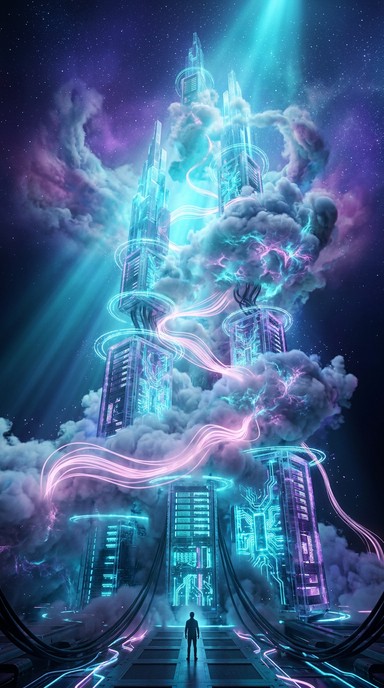 Free Ethereal Tech Oasis Image - Futuristic, Crystalline, Floating ...