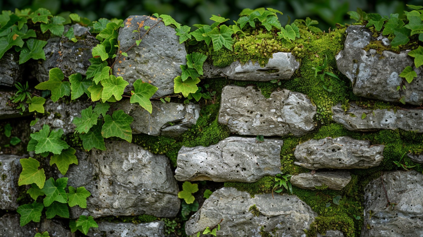 Free Mossy Stone Wall Photo - Moss, Stone, Ivy | Download at StockCake