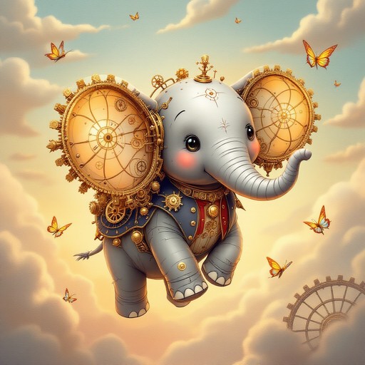 Free Flying Elephant Dreams Image - Steampunk, Elephant, Butterfly ...