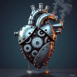 Free Steampunk Pixel Heart Image - Mechanical, Heart, Steampunk