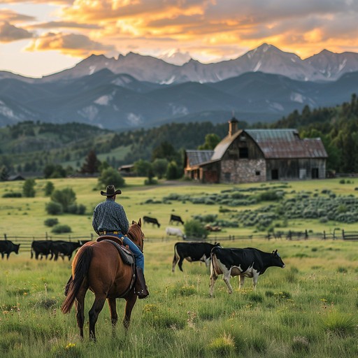 Free Rancher at Sunset Image - Rancher, Sunset, Mountains | Download at ...