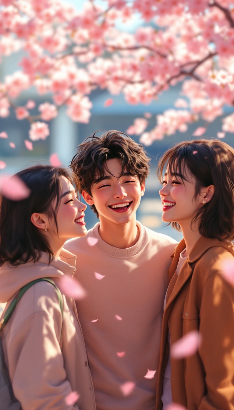 Free Springtime Friends Laughing Image - Spring, Sakura, Friendship ...