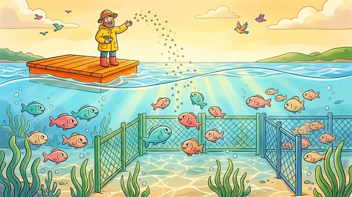 Free Happy Fish Farm Image - Illustration, Children, Aquaculture ...