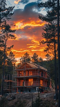 Building Completed Sunset Free Sunset Construction Beauty Image - Sunset, Construction, House ...