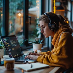 Free Focused Coding Session Image - Woman, Coding, Laptop | Download at ...