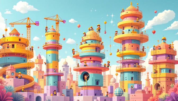 Free Children Building Together Image - Illustration, Children, Cartoon ...