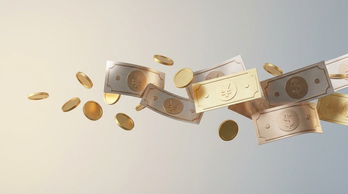 Paper Money Flow Free Golden Money Flow Image - Money, Coins, Gold | Download at StockCake
