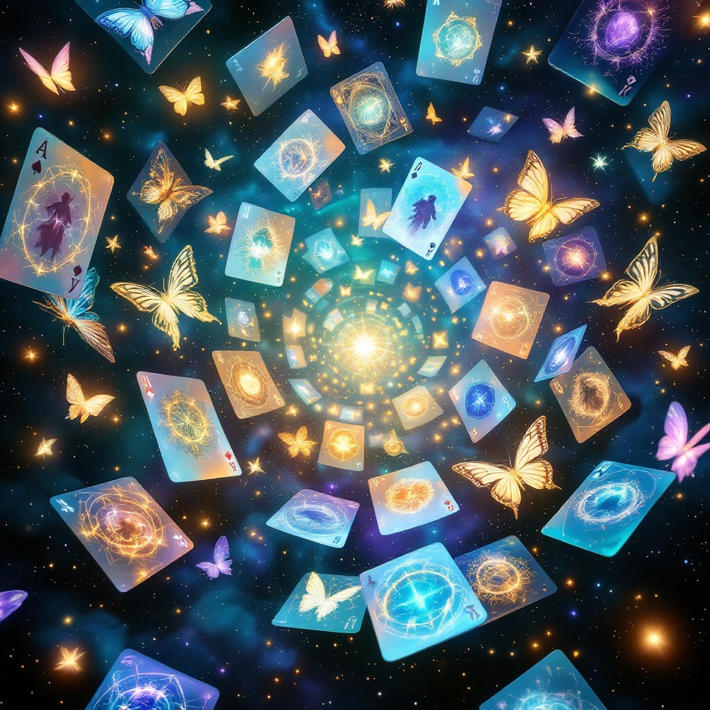 Free Cosmic Card Transformation Image - Cards, Butterflies, Portal ...