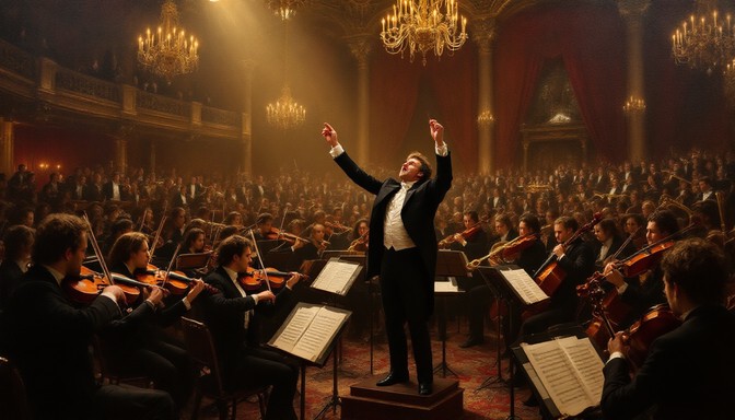 Free Orchestra Performance Painting Image - Orchestra, Conductor ...