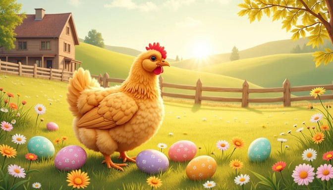 Free Golden Hen's Treasure Image - Hen, Eggs, Countryside | Download at ...