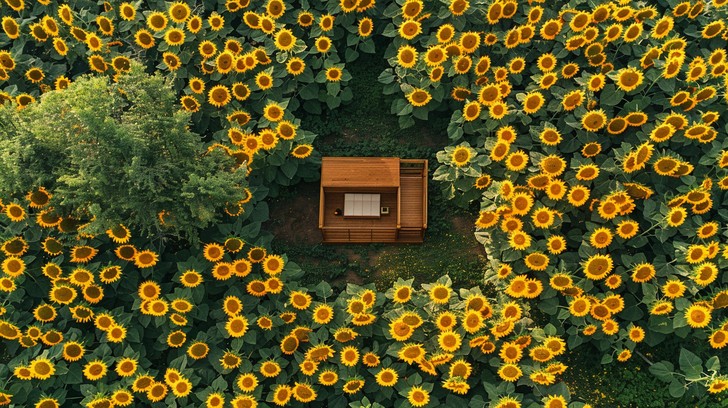 Free Sunflower Field Haven Image - Sunflowers, Cabin, Nature | Download ...