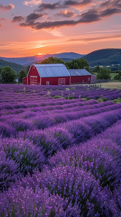Free Lavender sunset view Image - Sunset, Lavender, Barn | Download at ...