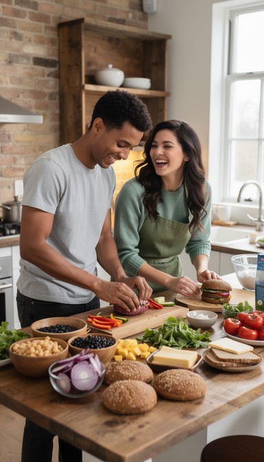 Free Vegan Burger Night Image - Cooking, Vegan, Couple | Download at ...